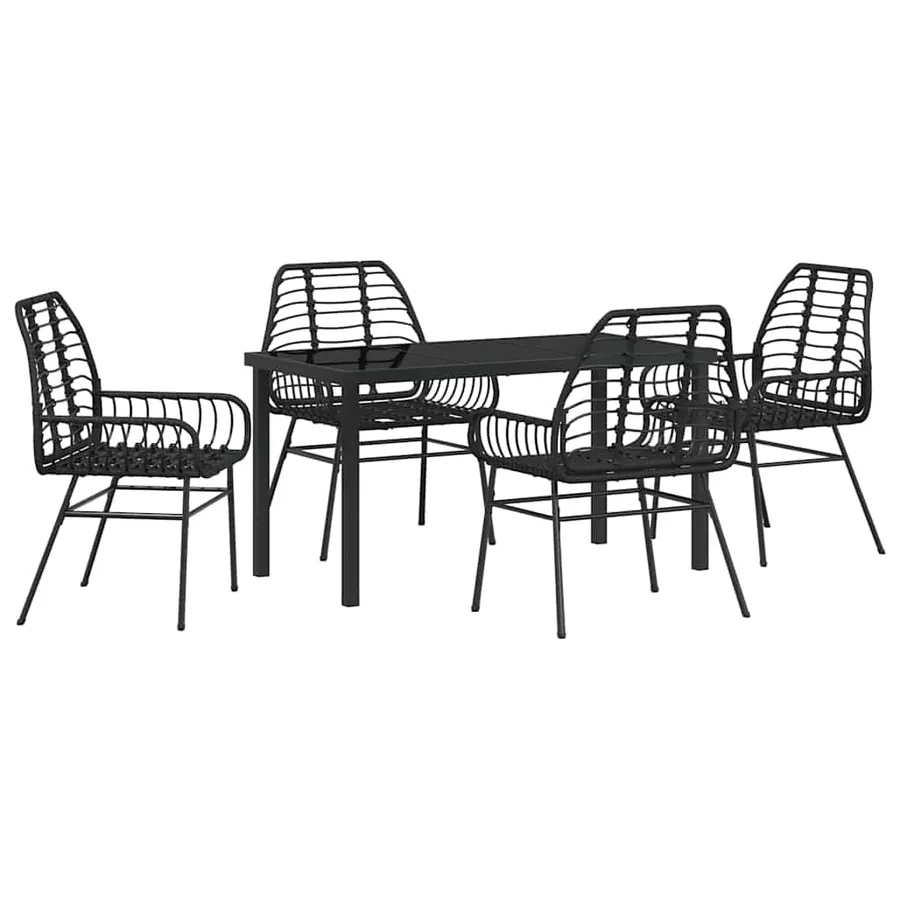 Ensemble de salle à manger pour jardin 5 pcs Noir polyrotin - 2