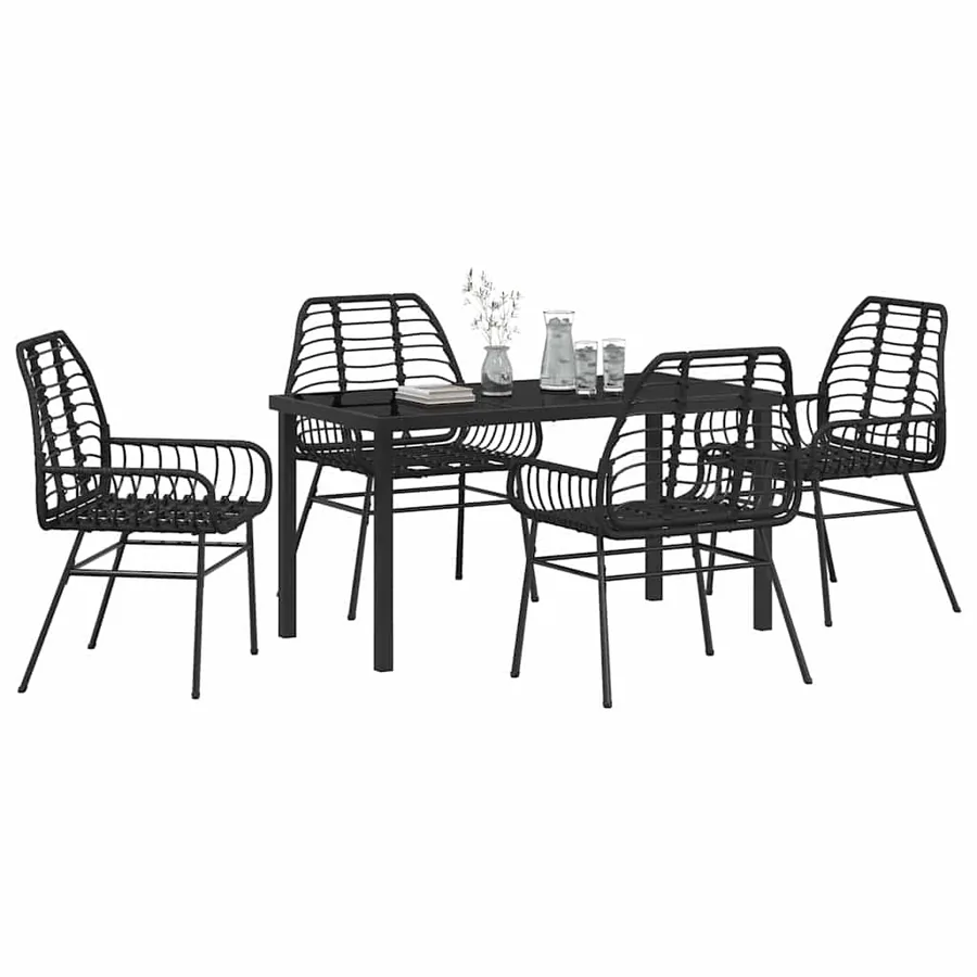 Ensemble de salle à manger pour jardin 5 pcs Noir polyrotin - 3