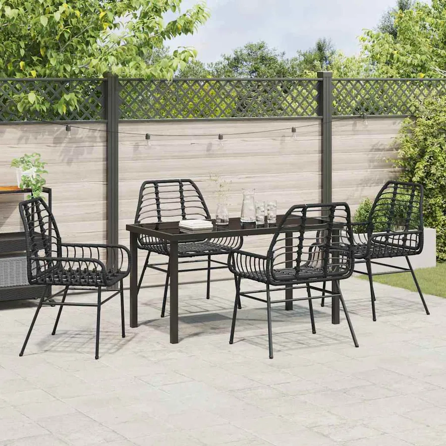 Ensemble de salle à manger pour jardin 5 pcs Noir polyrotin - 4