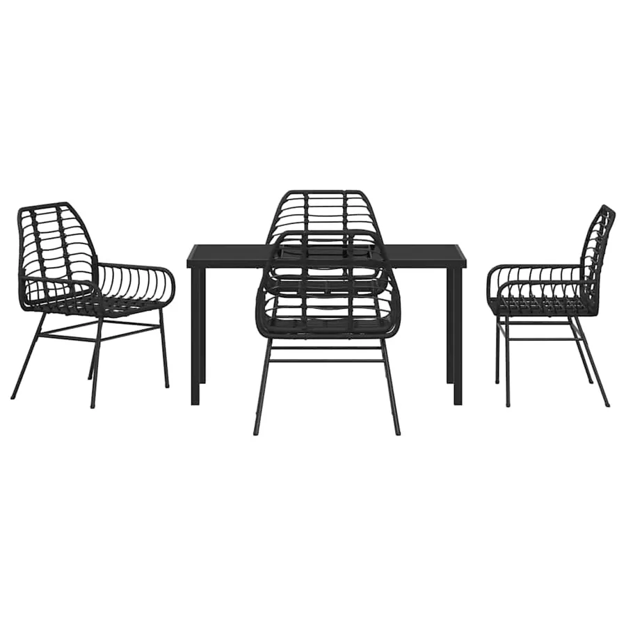 Ensemble de salle à manger pour jardin 5 pcs Noir polyrotin - 7