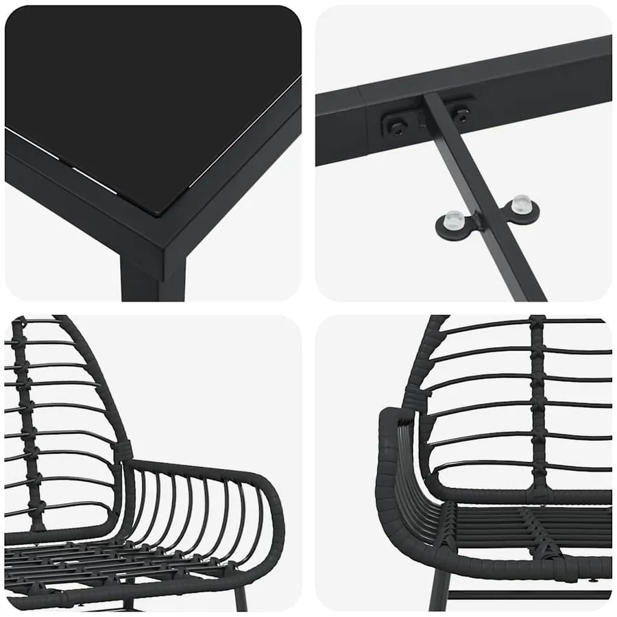 Ensemble de salle à manger pour jardin 5 pcs Noir polyrotin - 9