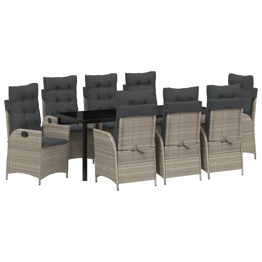 Ensemble de salle à manger pour jardin 9 pcs Gris clair - 2