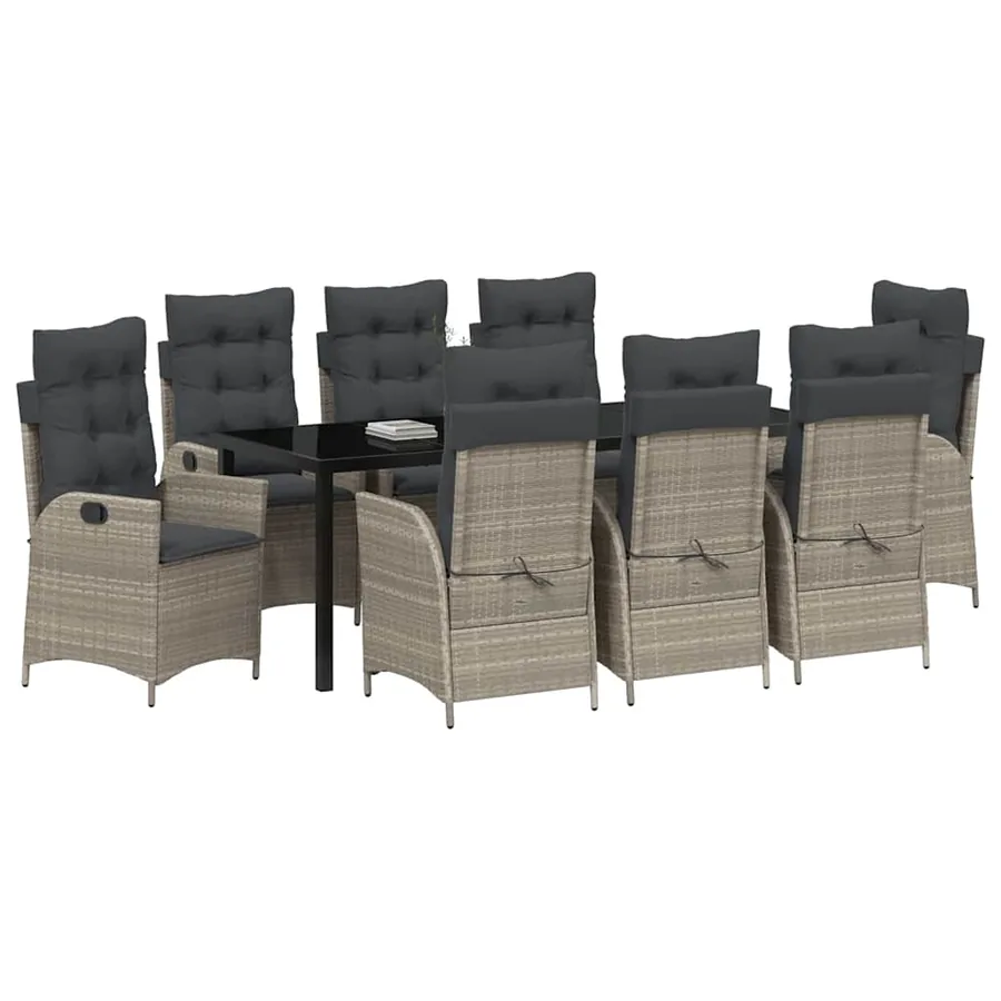Ensemble de salle à manger pour jardin 9 pcs Gris clair - 3