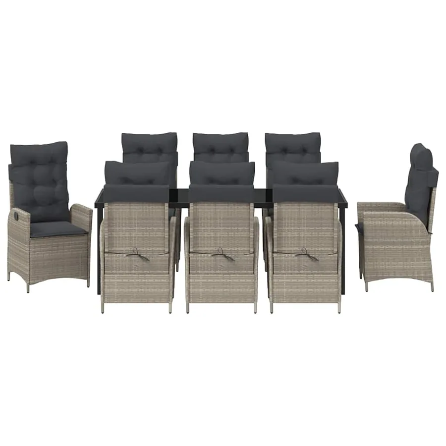 Ensemble de salle à manger pour jardin 9 pcs Gris clair - 7