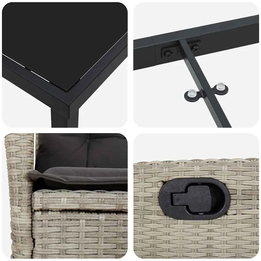Ensemble de salle à manger pour jardin 9 pcs Gris clair - 9