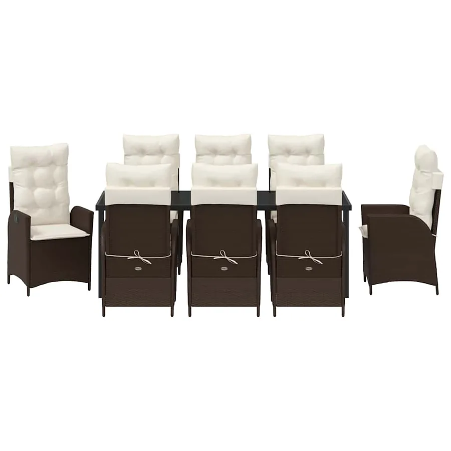 Ensemble de salle à manger pour jardin 9 pcs Marron polyrotin - 7