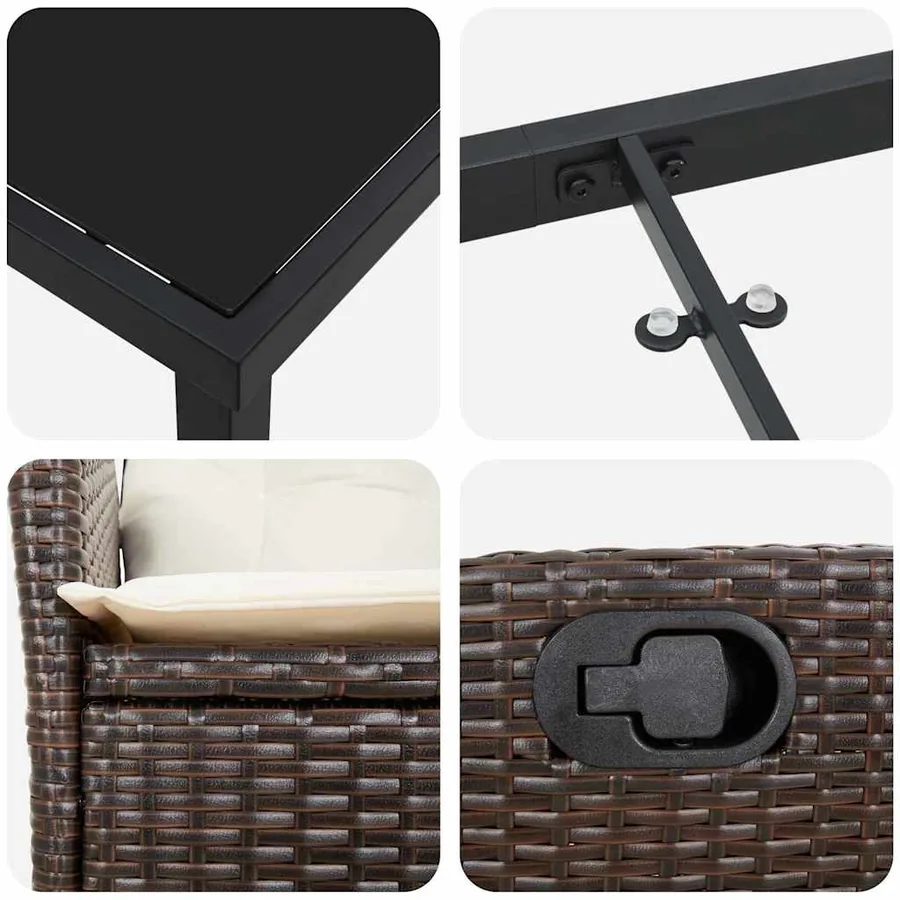 Ensemble de salle à manger pour jardin 9 pcs Marron polyrotin - 9