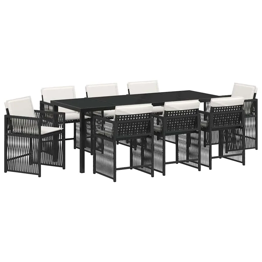 Ensemble de salle à manger pour jardin 9 pcs Noir polyrotin - 2