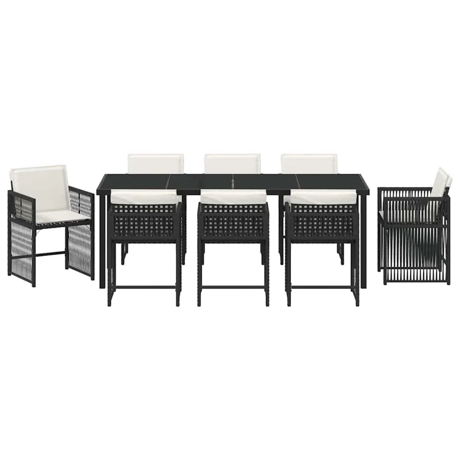Ensemble de salle à manger pour jardin 9 pcs Noir polyrotin - 7