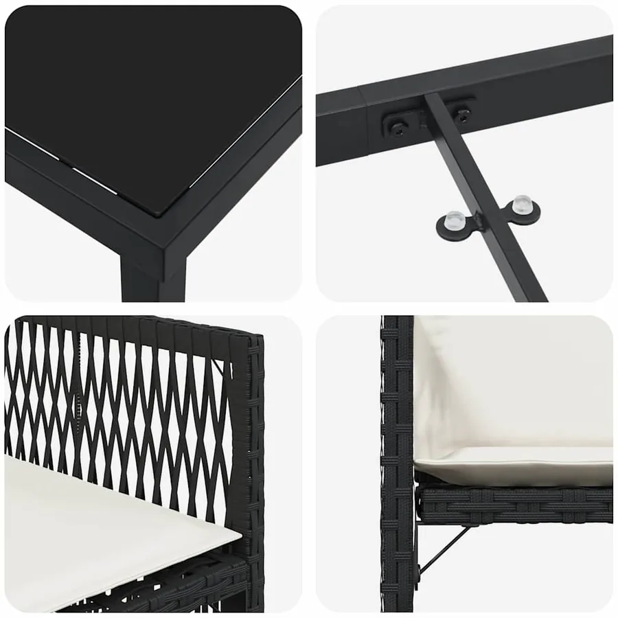 Ensemble de salle à manger pour jardin 9 pcs Noir polyrotin - 9