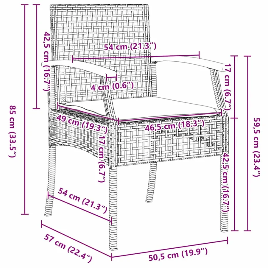 Ensemble de salle à manger pour jardin 5 pcs Noir Rotin - 10