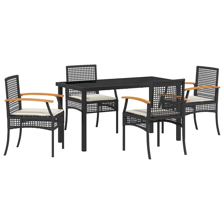 Ensemble de salle à manger pour jardin 5 pcs Noir Rotin - 2