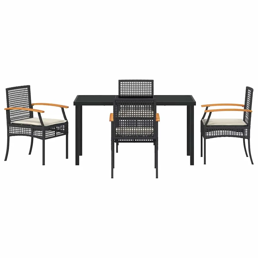 Ensemble de salle à manger pour jardin 5 pcs Noir Rotin - 7