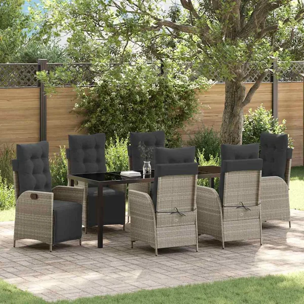 Ensemble de salle à manger pour jardin 7 pcs Gris clair