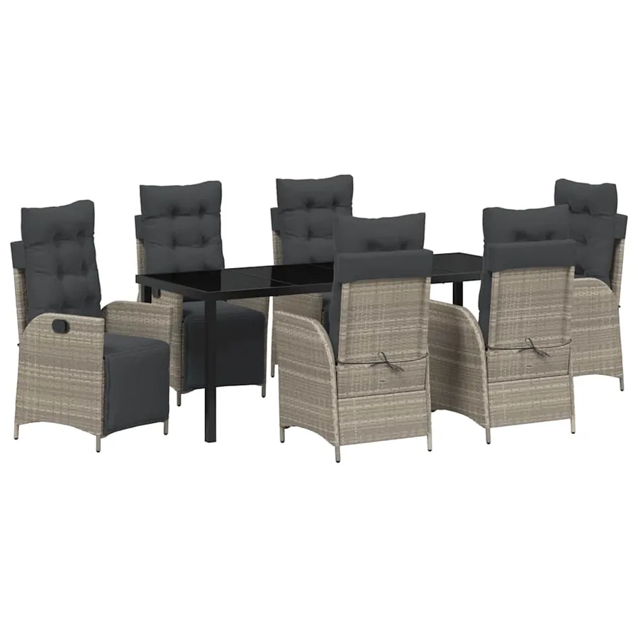Ensemble de salle à manger pour jardin 7 pcs Gris clair - 2