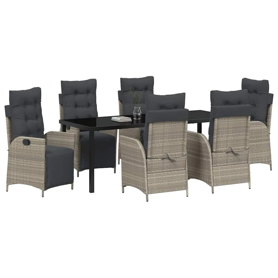 Ensemble de salle à manger pour jardin 7 pcs Gris clair - 3