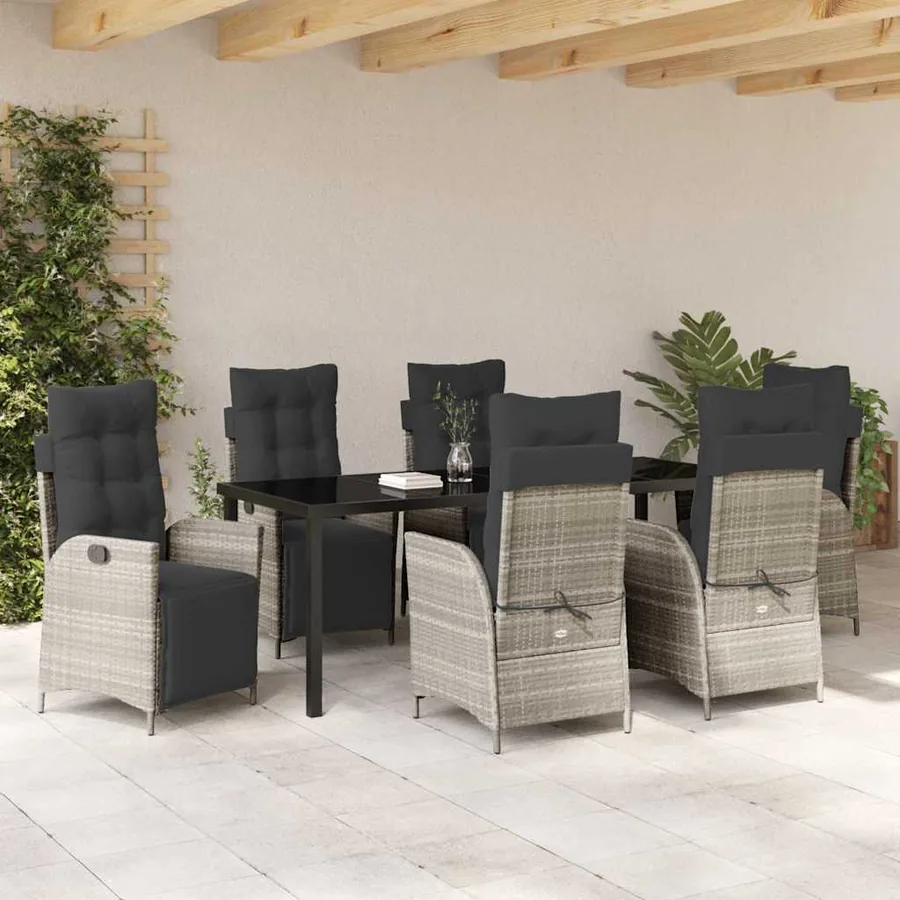 Ensemble de salle à manger pour jardin 7 pcs Gris clair - 4