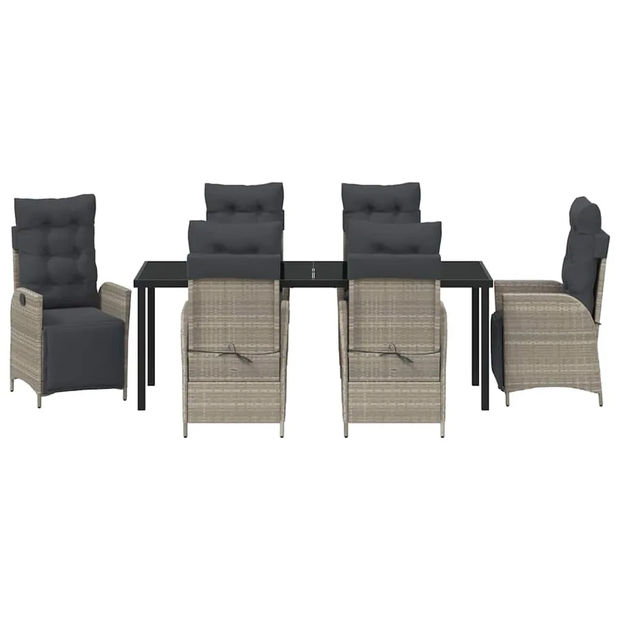 Ensemble de salle à manger pour jardin 7 pcs Gris clair - 7
