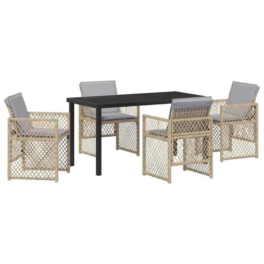 Ensemble de salle à manger pour jardin 5 pcs Beige polyrotin - 2