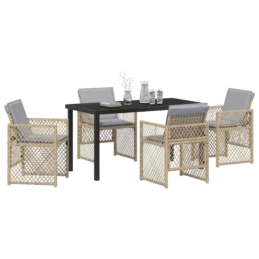 Ensemble de salle à manger pour jardin 5 pcs Beige polyrotin - 3