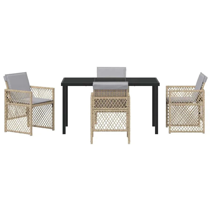 Ensemble de salle à manger pour jardin 5 pcs Beige polyrotin - 7