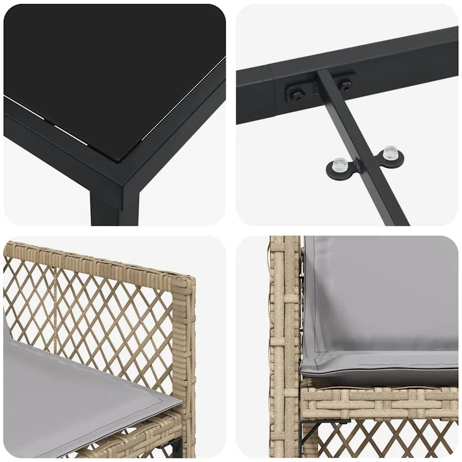 Ensemble de salle à manger pour jardin 5 pcs Beige polyrotin - 9