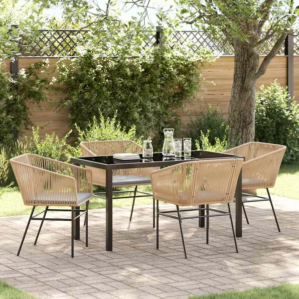 Ensemble de salle à manger pour jardin 5 pcs Marron