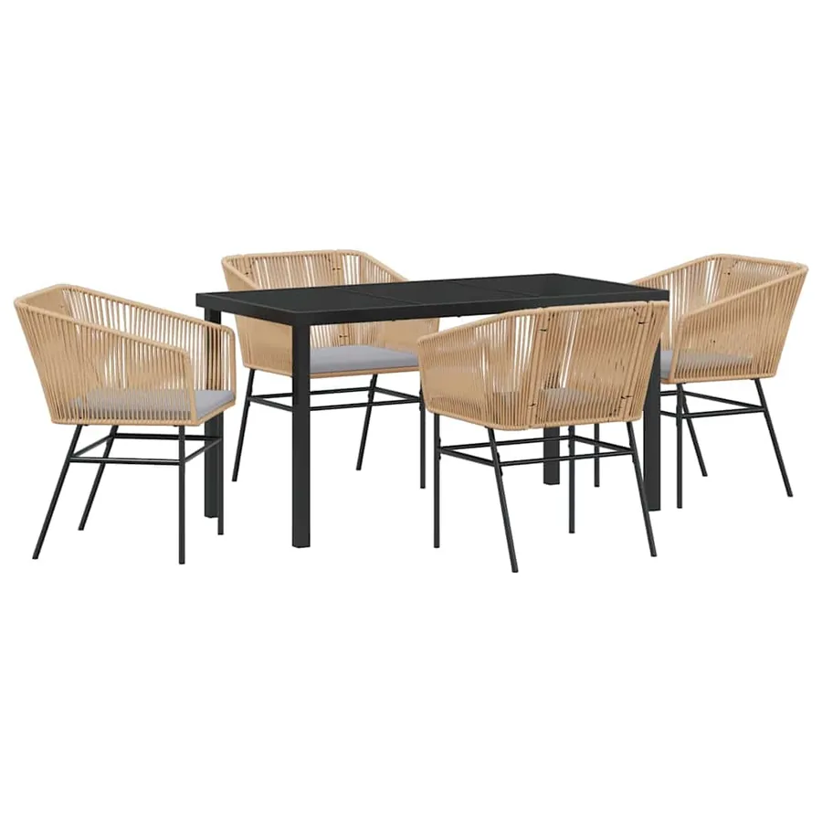 Ensemble de salle à manger pour jardin 5 pcs Marron - 2