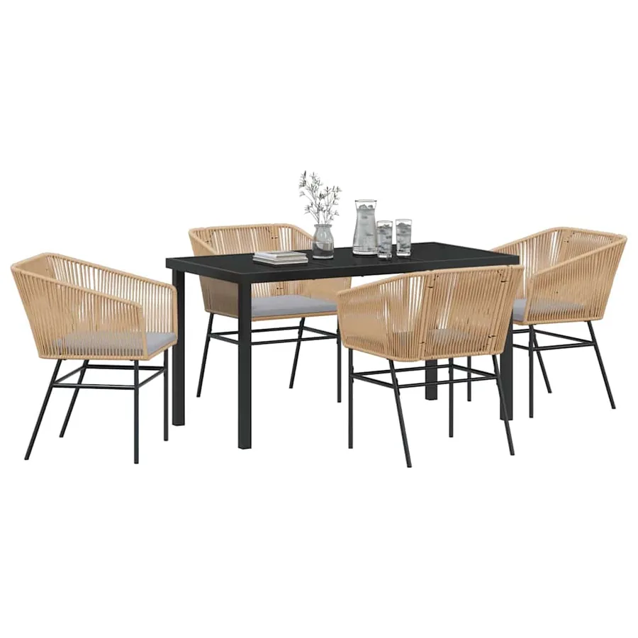 Ensemble de salle à manger pour jardin 5 pcs Marron - 3