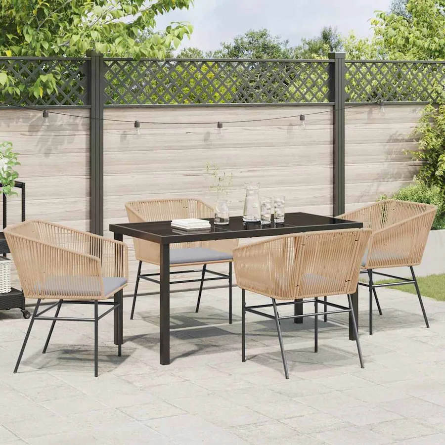 Ensemble de salle à manger pour jardin 5 pcs Marron - 4