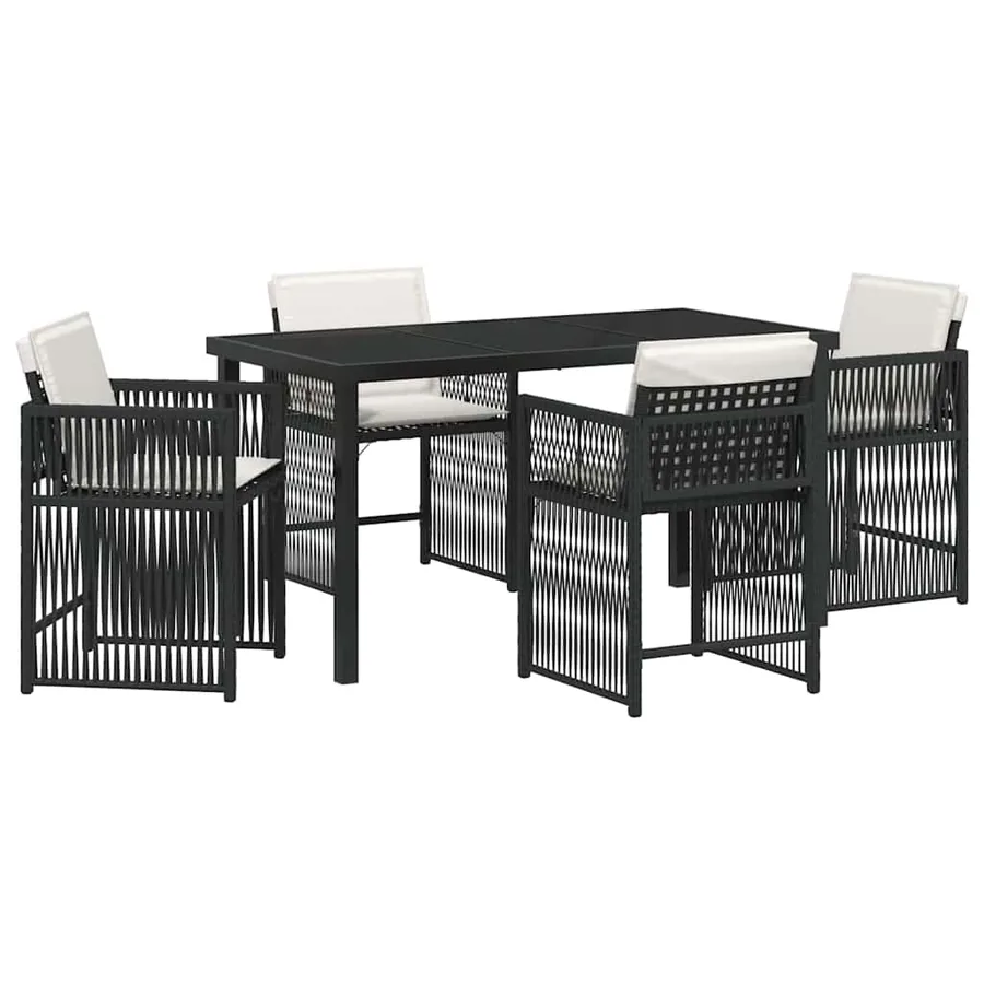 Ensemble de salle à manger pour jardin 5 pcs Noir polyrotin - 2