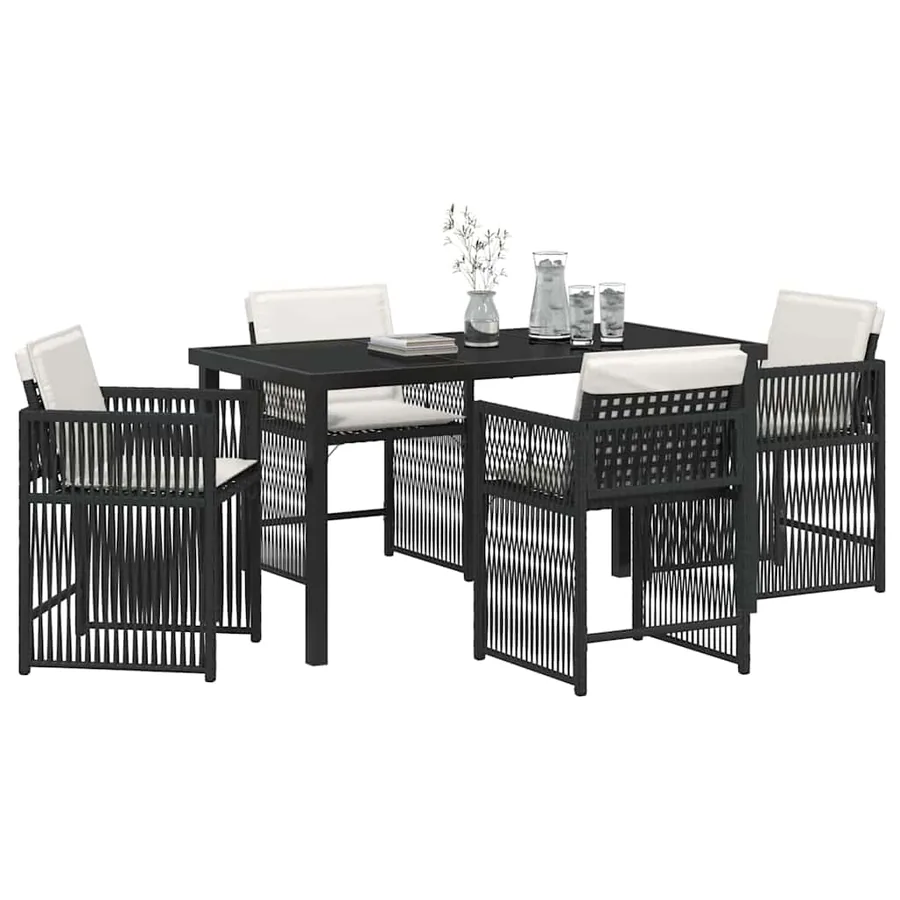 Ensemble de salle à manger pour jardin 5 pcs Noir polyrotin - 3