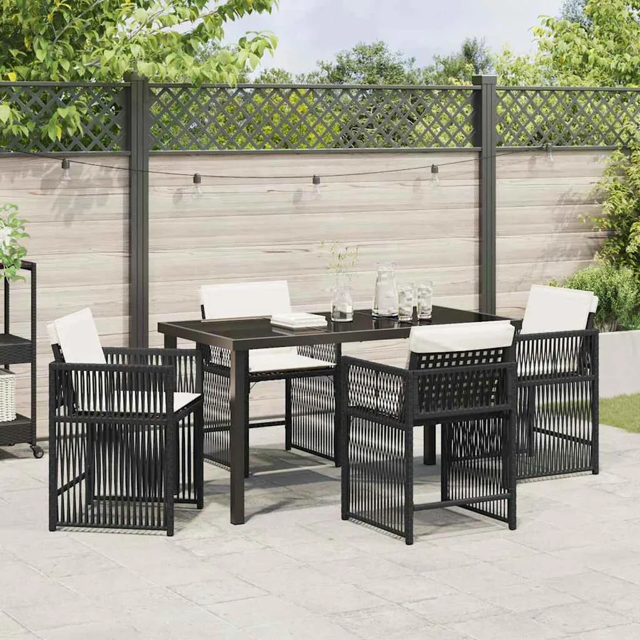 Ensemble de salle à manger pour jardin 5 pcs Noir polyrotin - 4