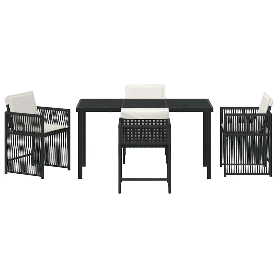 Ensemble de salle à manger pour jardin 5 pcs Noir polyrotin - 7