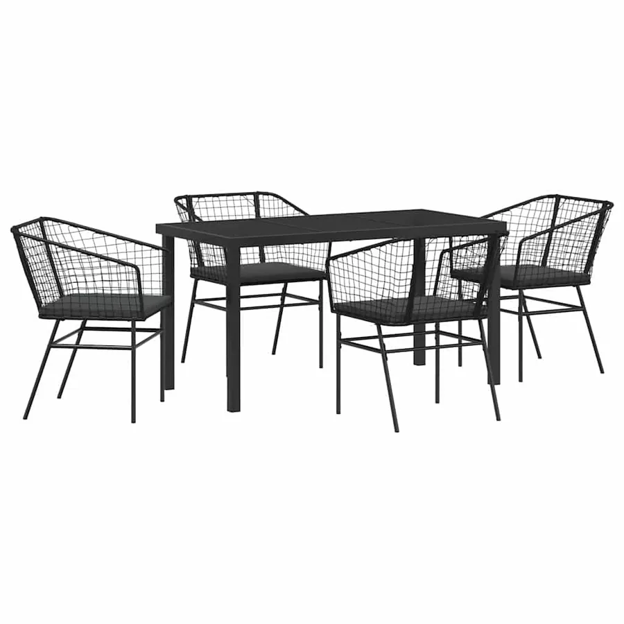 Ensemble de salle à manger pour jardin 5 pcs Noir polyrotin - 2