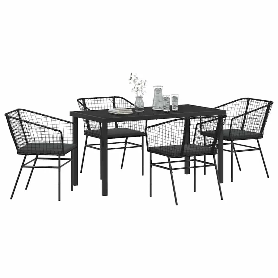 Ensemble de salle à manger pour jardin 5 pcs Noir polyrotin - 3