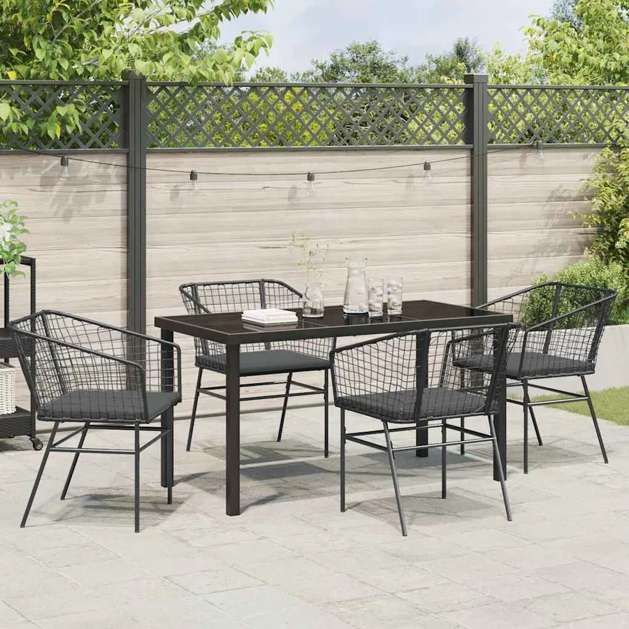 Ensemble de salle à manger pour jardin 5 pcs Noir polyrotin - 4