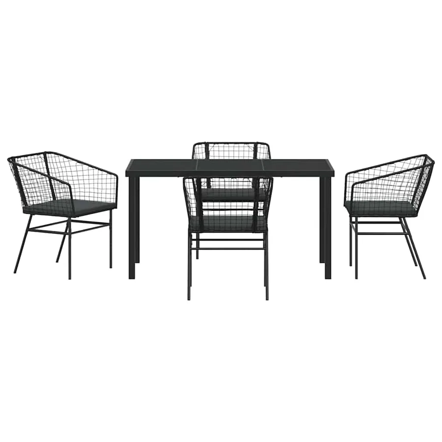 Ensemble de salle à manger pour jardin 5 pcs Noir polyrotin - 7