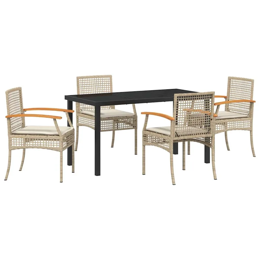 Ensemble de salle à manger pour jardin 5 pcs Beige et Noir - 2