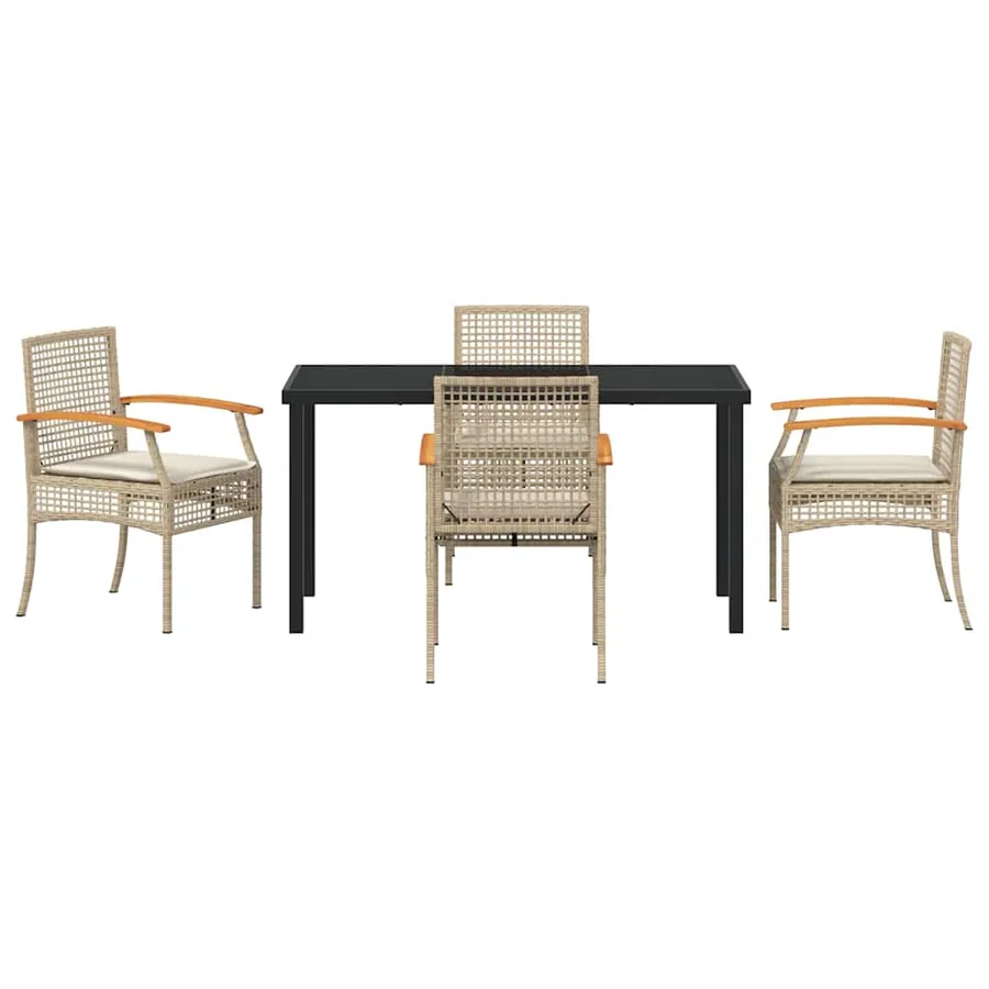 Ensemble de salle à manger pour jardin 5 pcs Beige et Noir - 7
