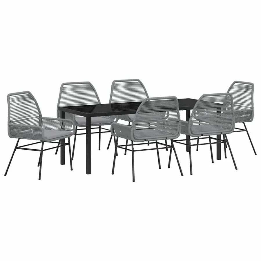 Ensemble de salle à manger pour jardin 7 pcs Gris polyrotin - 2