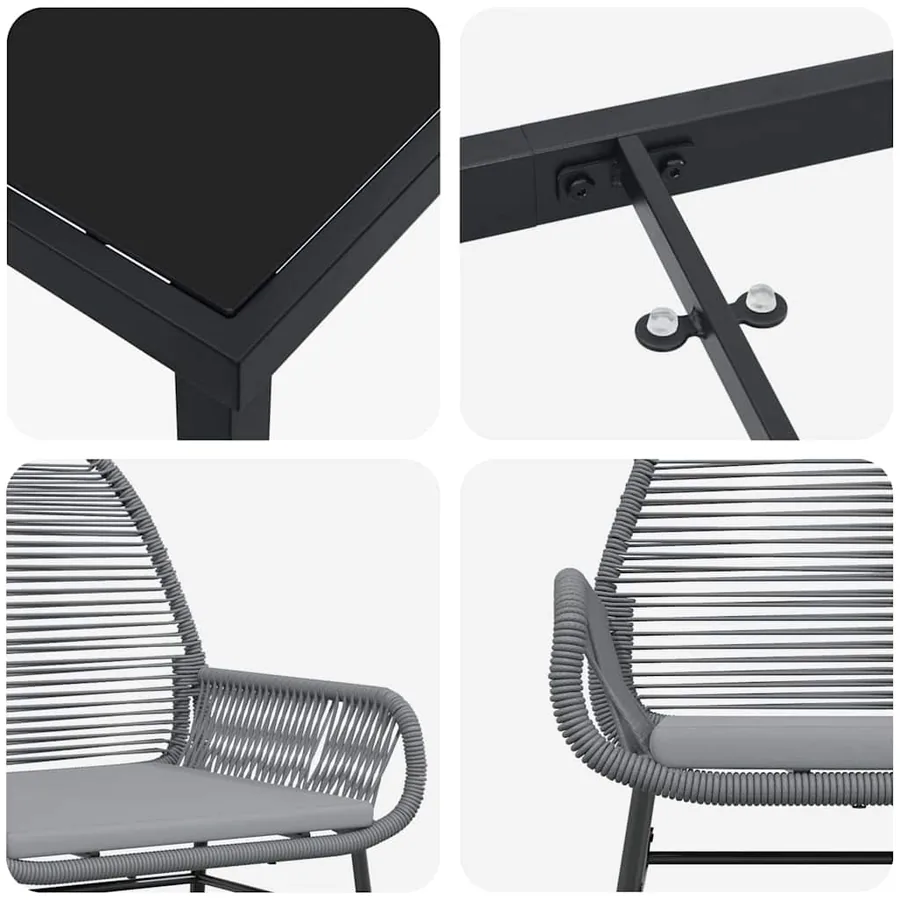 Ensemble de salle à manger pour jardin 7 pcs Gris polyrotin - 9