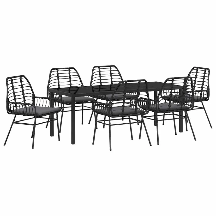 Ensemble de salle à manger pour jardin 7 pcs Noir polyrotin - 2