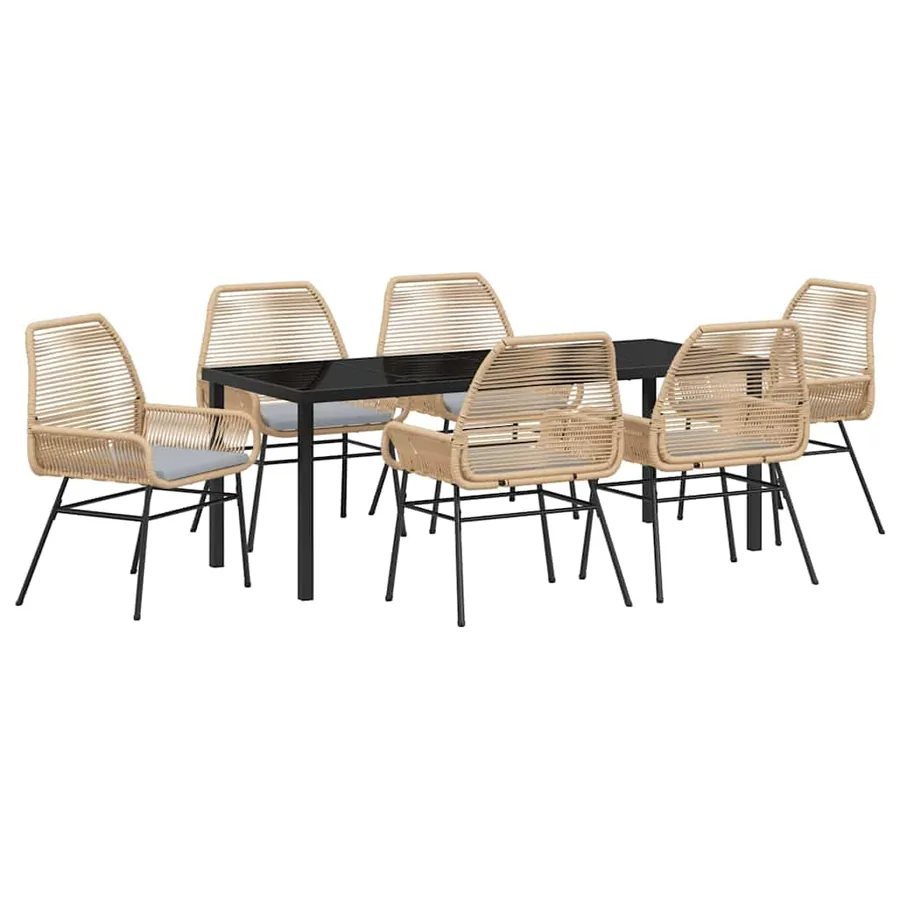 Ensemble de salle à manger pour jardin 7 pcs Marron polyrotin - 2