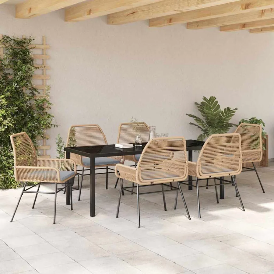 Ensemble de salle à manger pour jardin 7 pcs Marron polyrotin - 4