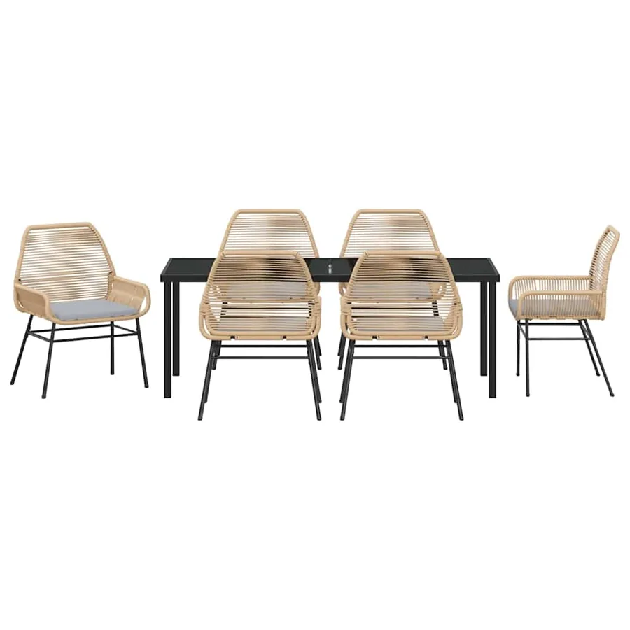 Ensemble de salle à manger pour jardin 7 pcs Marron polyrotin - 7