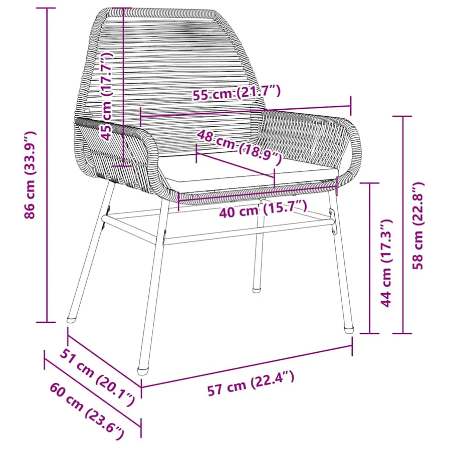 Ensemble de salle à manger pour jardin 7 pcs Marron polyrotin - 8