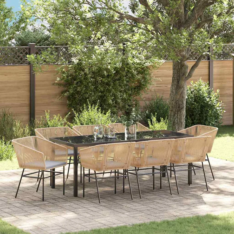 Ensemble de salle à manger pour jardin 9 pcs Marron