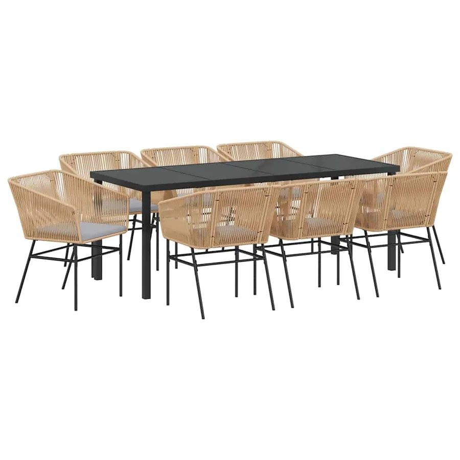 Ensemble de salle à manger pour jardin 9 pcs Marron - 2