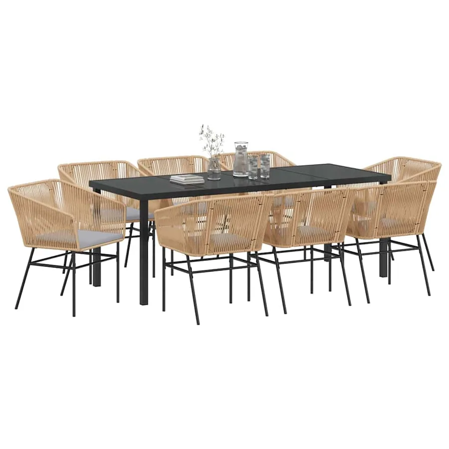 Ensemble de salle à manger pour jardin 9 pcs Marron - 3